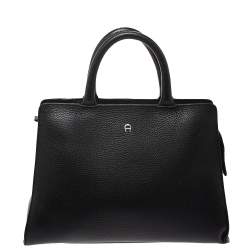 Aigner Black Leather Cybill Tote