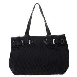 Aigner Black Signature Canvas and Leather Tote 