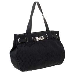 Aigner Black Signature Canvas and Leather Tote 