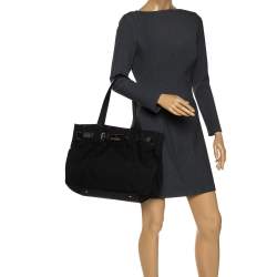 Aigner Black Signature Canvas and Leather Tote 