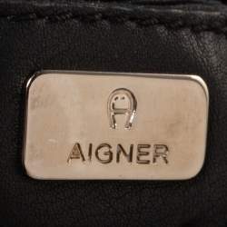 Aigner Black Signature Canvas and Leather Tote 