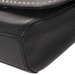 Pre Owned Aigner Black Studded Leather Flap Middle East Exclusive Top Handle Bag