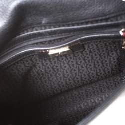 Pre Owned Aigner Black Studded Leather Flap Middle East Exclusive Top Handle Bag