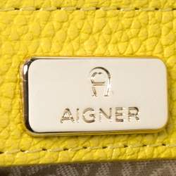 Pre Owned Aigner Yellow Embossed Leather Genoveva Crossbody Bag