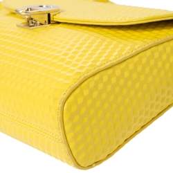 Pre Owned Aigner Yellow Embossed Leather Genoveva Crossbody Bag