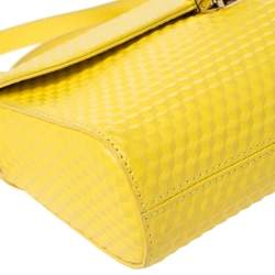 Pre Owned Aigner Yellow Embossed Leather Genoveva Crossbody Bag
