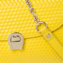 Pre Owned Aigner Yellow Embossed Leather Genoveva Crossbody Bag