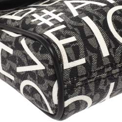 Pre Owned Aigner Black/White Coated Canvas Zoe Flap Crossbody Bag