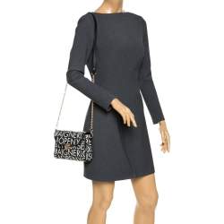 Pre Owned Aigner Black/White Coated Canvas Zoe Flap Crossbody Bag