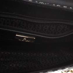 Pre Owned Aigner Black/White Coated Canvas Zoe Flap Crossbody Bag