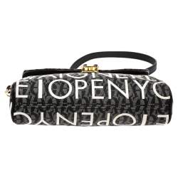 Pre Owned Aigner Black/White Coated Canvas Zoe Flap Crossbody Bag