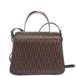 Pre Owned Aigner Brown Signature Coated Canvas Genoveva Top Handle Bag