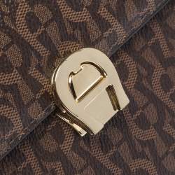 Pre Owned Aigner Brown Signature Coated Canvas Genoveva Top Handle Bag