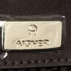 Pre Owned Aigner Brown Signature Coated Canvas Genoveva Top Handle Bag