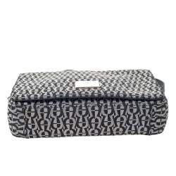 Pre Owned Aigner Grey/Black Signature Canvas and Leather Crossbody Bag