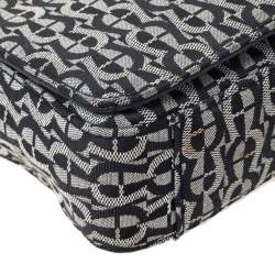 Pre Owned Aigner Grey/Black Signature Canvas and Leather Crossbody Bag