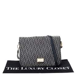 Pre Owned Aigner Grey/Black Signature Canvas and Leather Crossbody Bag