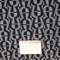 Pre Owned Aigner Grey/Black Signature Canvas and Leather Crossbody Bag