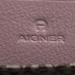Pre Owned Aigner Light Pink Leather Zip Around Wallet