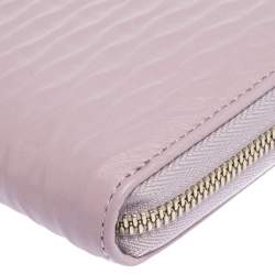 Pre Owned Aigner Light Pink Leather Zip Around Wallet