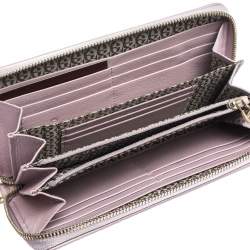 Pre Owned Aigner Light Pink Leather Zip Around Wallet