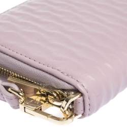 Pre Owned Aigner Light Pink Leather Zip Around Wallet