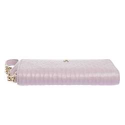 Pre Owned Aigner Light Pink Leather Zip Around Wallet