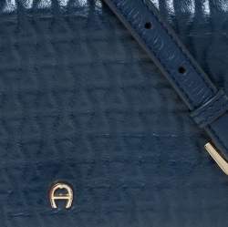 Aigner Navy Blue Leather Flap Crossbody Bag Aigner The Luxury Closet