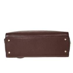 Pre Owned Aigner Brown Leather Top Zip Tote