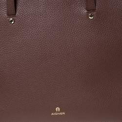 Pre Owned Aigner Brown Leather Top Zip Tote