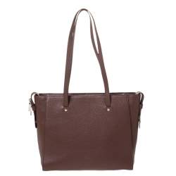 Pre Owned Aigner Brown Leather Top Zip Tote