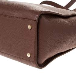 Pre Owned Aigner Brown Leather Top Zip Tote