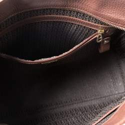 Pre Owned Aigner Brown Leather Top Zip Tote