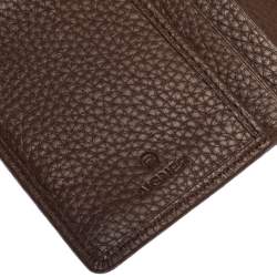 Pre Owned Aigner Brown Leather Logo Buckle Flap Continental Wallet