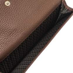 Pre Owned Aigner Brown Leather Logo Buckle Flap Continental Wallet