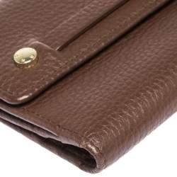 Pre Owned Aigner Brown Leather Logo Buckle Flap Continental Wallet