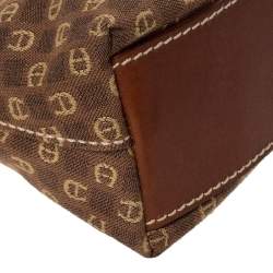 Pre Owned Aigner Brown Signature Canvas and Leather Baguette Bag