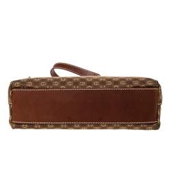 Pre Owned Aigner Brown Signature Canvas and Leather Baguette Bag