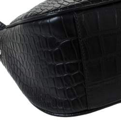 Pre Owned Aigner Black Crocodile Embossed Leather Shoulder Bag