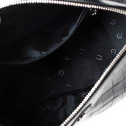 Pre Owned Aigner Black Crocodile Embossed Leather Shoulder Bag