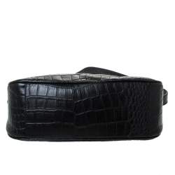 Pre Owned Aigner Black Crocodile Embossed Leather Shoulder Bag