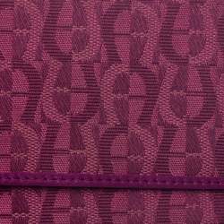 Pre Owned Aigner Magenta Canvas and Leather Trifold Wallet