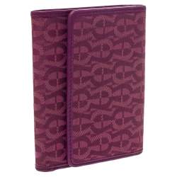 Pre Owned Aigner Magenta Canvas and Leather Trifold Wallet