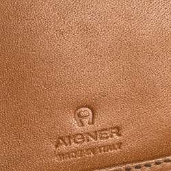 Aigner Tan Leather Compact Wallet