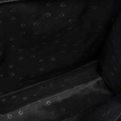 Pre Owned Aigner Black Matt Leather Logo Plaque Zip Tote