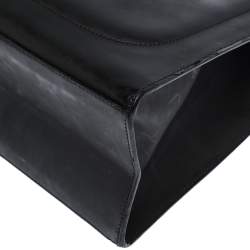 Pre Owned Aigner Black Matt Leather Logo Plaque Zip Tote