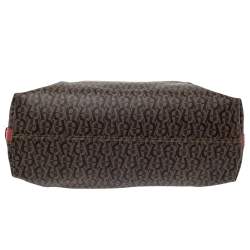 Pre Owned Aigner Brown/Red Signature Coated Canvas and Leather Satchel