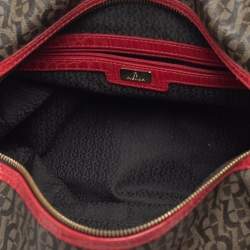 Pre Owned Aigner Brown/Red Signature Coated Canvas and Leather Satchel