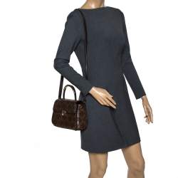 Pre Owned Aigner Brown/Gold Signature Coated Canvas and Leather Genoveva Top Handle Bag