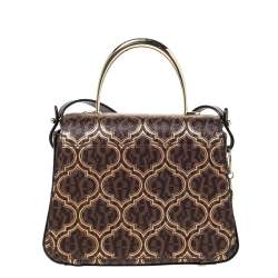 Pre Owned Aigner Brown/Gold Signature Coated Canvas and Leather Genoveva Top Handle Bag